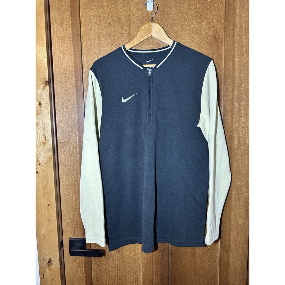 Nike Dri-FIT Men's Medium Black Tan‎ Long Sleeve 1/4 Zip Athletic Shirt